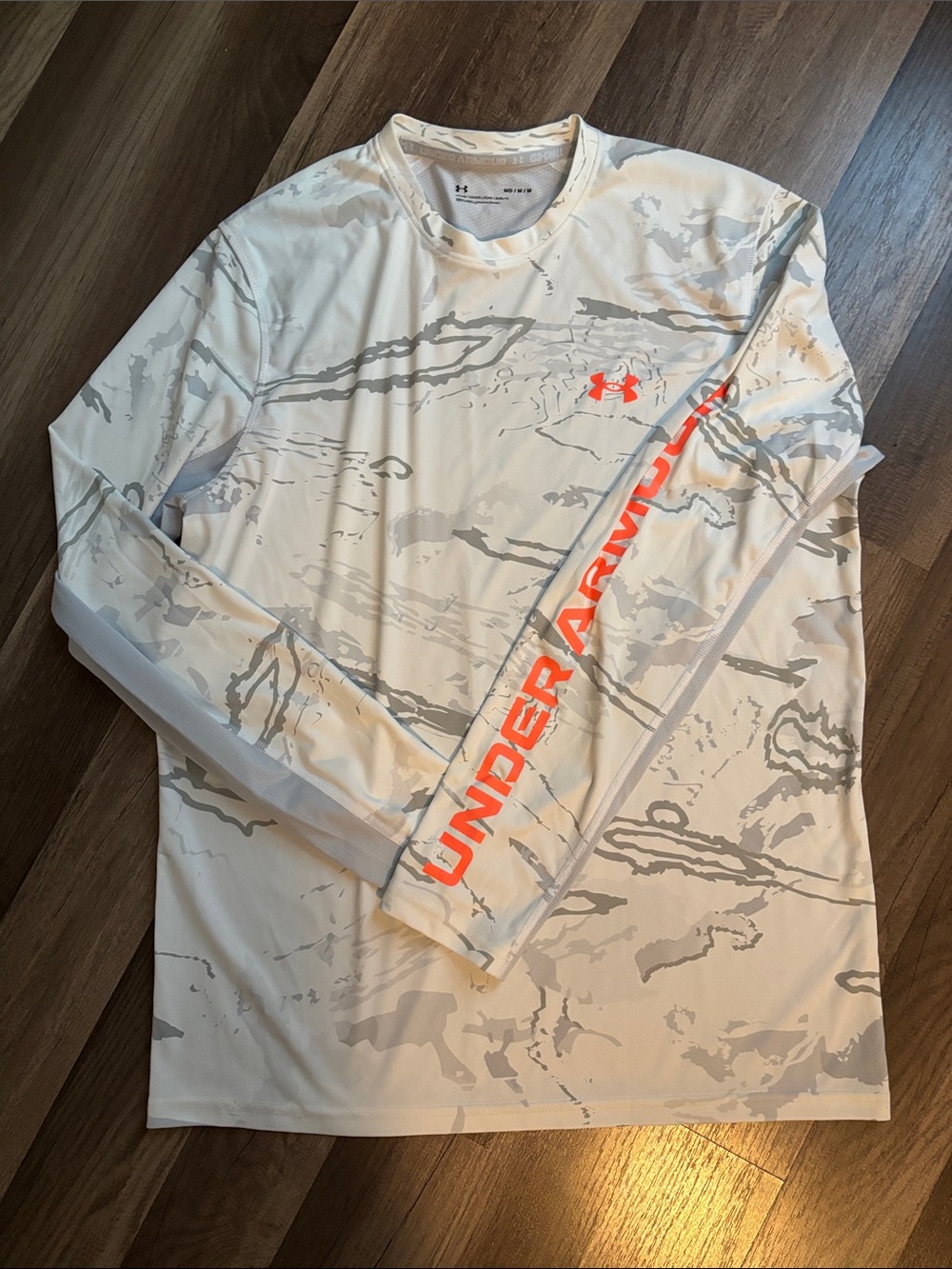 Under Armour White Long Sleeve Performance Shirt Orange Accents